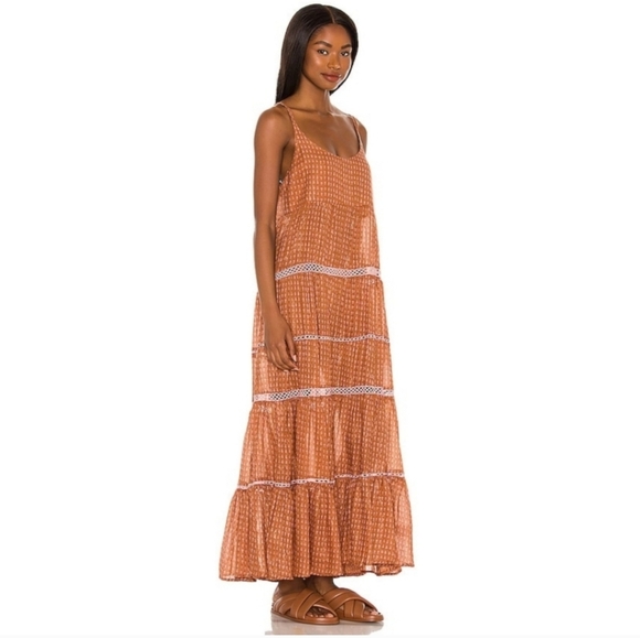 We The Free People Midnight Dance Maxi Dress Rust Combo XS - Picture 5 of 15